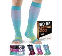 Doctor's Select Lot de 3 paires de chaussettes de compression sans orteils en cuivre pour homme et femme - 20-30 mmHg Bout ouvert Chaussettes de compression hautes pour femme