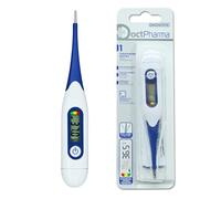 Doctpharma Thermomètre numérique avec maxi écran - Mesure rapide, pointe flexible, signal acoustique, indicateur de fièvre à couleur, imperméable, piles incluses, pour adultes et enfants