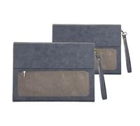Document Cuir Lot de 2 chemises en cuir A4, porte-documents, grande capacité, étanches, for documents, contrats, factures, fournitures de bureau(Grey with handle)
