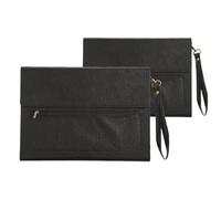 Document Cuir Lot de 2 chemises en cuir A4, porte-documents, grande capacité, étanches, for documents, contrats, factures, fournitures de bureau(Black with handle)