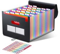 Document Organiser With 26 Compartments Accordion A4 With Lid/Expanding File Folder,Expanding Accordion Document Organiser With 6 A-Z Tabs Alphabet Colour