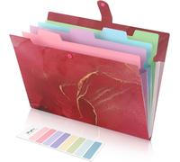 Document Organizer,A4 Expanding File Folder,Colorful Plastic Folders Sturdy And Protective For Organizing Papers,Receipts,Bills,Bills,Documents (Marble Red)