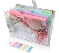 Document Organizer,A4 Expanding File Folders,Colorful Plastic Folders Sturdy And Protective For Organizing Papers,Receipts,Bills,Bills,Documents (Marble Grey)