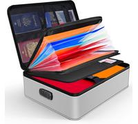 Document Organizer,Fireproof Document Holder With Lock,7 Compartments Storage Box,File Organizer,Portable Document Holder For Important Documents,Folders (Silver)