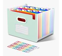 Document Sorter,12 Pockets Expandable,Vertical And Open On Top,Administrative Paper Storage,Portable Monthly Invoices Organizer,Letter/A4 Size-Morandi Green