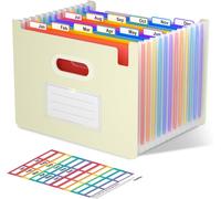 Document Sorter,12 Pockets Expandable,Vertical And Open On Top,Administrative Paper Storage,Portable Monthly Invoices Organizer,Letter/A4 Size-Morandi Yellow