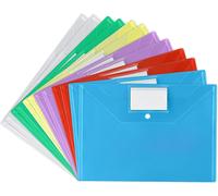 Document Wallet,12 A4 Pockets Six Different Colours,With Press Stud And Business Card Pocket,For Filing,Sorted For School,Work,Office And Home