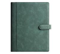 Documents en cuir Classeur A4 en cuir synthétique, classeur à anneaux multicolore, presse-papiers avec rangement, multifonction, bloc-notes(Green)