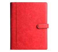 Documents en cuir Classeur A4 en cuir synthétique, classeur à anneaux multicolore, presse-papiers avec rangement, multifonction, bloc-notes(Red)