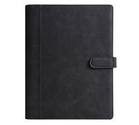 Documents en cuir Classeur A4 en cuir synthétique, classeur à anneaux multicolore, presse-papiers avec rangement, multifonction, bloc-notes(Black)