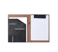 Documents en cuir Classeur A4 en cuir synthétique vintage avec clip et bloc-notes(Black-2)