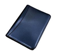 Documents en cuir Classeur en cuir A5 à fermeture éclair, classeur 6 anneaux, couverture de carnet feuilles mobiles, sac rangement(Black)