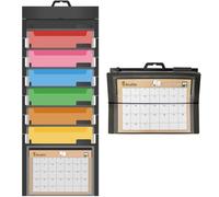 Documents Mural Extensible en Accordéon A4 avec 6 Poches Transparentes Suspendues, Organiseur de Fichiers Portable et Pliable avec 6 Dossiers Amovibles pour Salles de Classe, Bureaux, Noir
