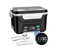 Docusvect Gamelle Chauffante avec Batterie, Lunch box Chauffante avec Chauffage Programmable, Lunch Box Adulte de 1,3 L, Boite Chauffante Repas à Séparateurs Amovibles, Couverts et Sac Isotherme