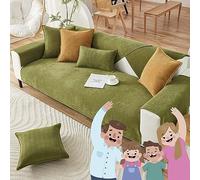 Docxide Funny Fuzzy Couch Cover, Herringbone Sofa Cover, Funnyfuzzy Herringbone Chenille Fabric Furniture Protector Sofa Cover (Green,90 * 160 cm/35.4 * 63 in)