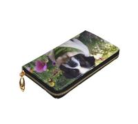 Dod in the garden Portefeuille en cuir avec fermeture éclair pour femme Grande capacité Porte-cartes pour homme Cadeau Noir Taille unique Noir Taille unique, Noir , Taille unique