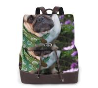 DOD in The Garden Print Sac à dos imperméable antivol léger PU cuir nylon sac à bandoulière sac à dos de voyage, Noir , Taille unique