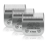 DODAER Lot de 3 lames de toilettage amovibles en céramique 4FC pour chien Compatible avec Andis, Oster A5, Wahl KM-10 Series Taille 4FC Lame de 9,5 mm Longueur de coupe 9,5 mm