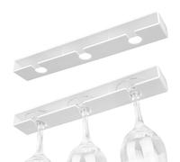 DODAMOUR Lot de 2 supports de verre à vin sous armoire, support à suspendre pour verres à vin, support de rangement pour verres à pied pour cuisine, bar (blanc)