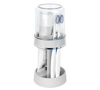 DODAMOUR Support de brosse à dents réglable en hauteur pour salle de bain, support de brosse à dents avec gobelet de brosse à dents, compatible avec les brosses à dents électriques conventionnelles