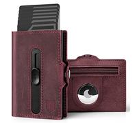 DODENSHA Airtag Portefeuille de Protection pour Homme RFID | Porte-Cartes pour Carte Bancaire en Aluminium au Design Pop-UP | Porte-Cartes pour Carte en Métal Automatique | Cadeau pour Homme | Rouge