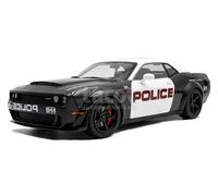 Solido Dodge Challenger R/T HW Police - Coupe US Police - Peinture Bicolore - Design Musclé - Jantes Noires - Diecast - Noir et Blanc - 1:18