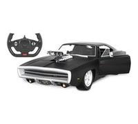 JAMARA 402117 Dodge Charger R/T 1970 1:16 Porte 2,4 GHz sous Licence Manuelle, intérieur détaillé, Peinture fidèle, Voiture RC télécommandée, Noir