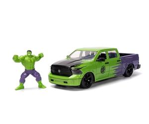 DODGE RAM 1500 PICK-UP WITH HULK FIGURE MARVEL AVENGERS 2014 GREEN PURPLE