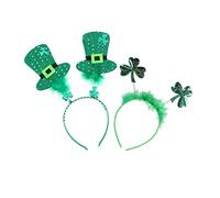 Dodheah Accessoires Saint Patrick Set Irlande Chapeau Leprechaun Cravate Vert Festival Casquette Bandeau Carnival Parade Fête à Thème (Hairband set)