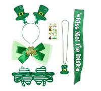 Dodheah Accessoires Saint Patrick Set Irlande Chapeau Leprechaun Cravate Vert Festival Casquette Bandeau Carnival Parade Fête à Thème (Sticker Set)