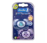 Dodie Dodie Duo Sucette Sans Anneau Silicone +18 mois Spécial Nuit Mouton Chouette Lot de 2