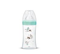 Dodie Biberon Initiation+ Verre Anti Coliques 0-6 Mois Tétine Ronde Débit 2 Vert Oiseaux 270ml