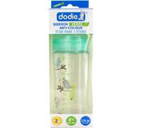 Dodie Biberon Initiation+ Verre Anti Coliques 0-6 Mois Tétine Ronde Débit 2 Vert Oiseaux 270ml