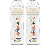 DODIE Biberon Tétine multi-perforée anti-coliques - 330ml - ROSE - 6+ mois - tétine biomimétisme débit 3 (Lot de 2)