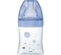Dodie Biberon Tétine Plate débit 1 lent anti-colique bleu 150ml