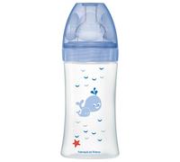 Dodie Biberon Tétine Plate débit 2 moyen anti-colique bleu 270ml