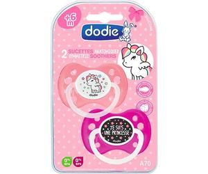 Dodie Duo Sucette Anatomique Silicone Girly +6mois