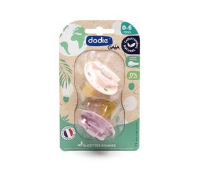 Dodie Gaia Pack Sucettes Rondes Caoutchouc 0-6m Rose 2 Unités