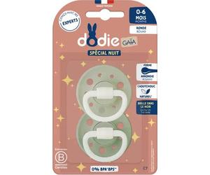 Dodie Gaïa Spécial Nuit Sucette Ronde 0-6M C7 Vert 2 Unités