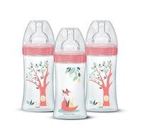 Dodie Garçons Lot de 3 Biberons Tétines Plates, Rose, 270 ml, Débit 2