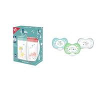 DODIE Kit Biberons + Sucettes : 2 biberons anti-coliques 330 ml Tétine Plate (+6 mois), 3 sucettes anatomiques JOUR/NUIT (+18 mois)