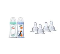 DODIE Kit Biberons + tétines : 2 Biberons Anti-Coliques Tétines Rondes 330ml +6 mois et 4 Tétines Rondes Débit 3