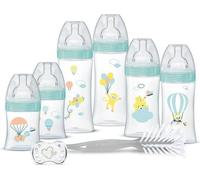 Dodie Kit Naissance - 6 Biberons Anti-Colique Tétines Plates, 1 Sucette Anatomique 0-2 Mois, 1 Goupillon - Sans BPA - Vert