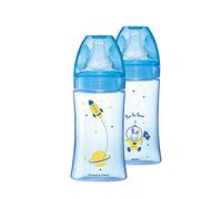 Dodie Biberon Initiation+ Anti-Coliques 3 Vitesses +0m Bleu Cosmonaute Lot de 2 x 270ml