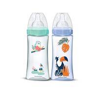 DODIE Lot de 2 Biberons Anti-Coliques Tétines Rondes 330ml +6 mois 3 vitesses Débit 3 - Bleu et vert