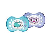 Dodie Dodie Duo Sucette Sans Anneau Silicone +18 mois Spécial Nuit Mouton Chouette Lot de 2