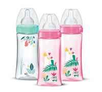 DODIE Lot de 3 Biberons Anti-Coliques Tétines Rondes 330ml +6 mois 3 vitesses Débit 3 - Rose et vert