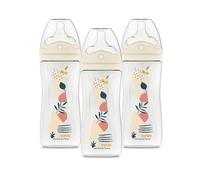 DODIE Lot de 3 Biberons Tetine Multi-Perforée, anti-colique, 330mL, Terracotta