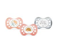 DODIE Lot de 3 Sucettes Anatomiques ESSENTIEL JOUR/NUIT 0-6 mois ROSE
