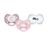 DODIE Lot de 3 Sucettes Anatomiques ESSENTIEL JOUR/NUIT +6 mois ROSE